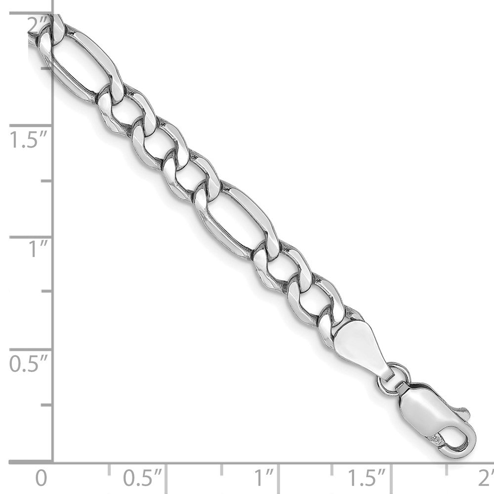 14K Weißgold 5.75mm Halbmassiv Figaro mit Karabinerverschluss Gliederarmband