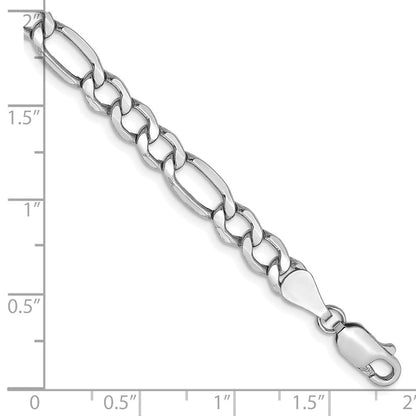 14K Weißgold 5.75mm Halbmassiv Figaro mit Karabinerverschluss Gliederarmband
