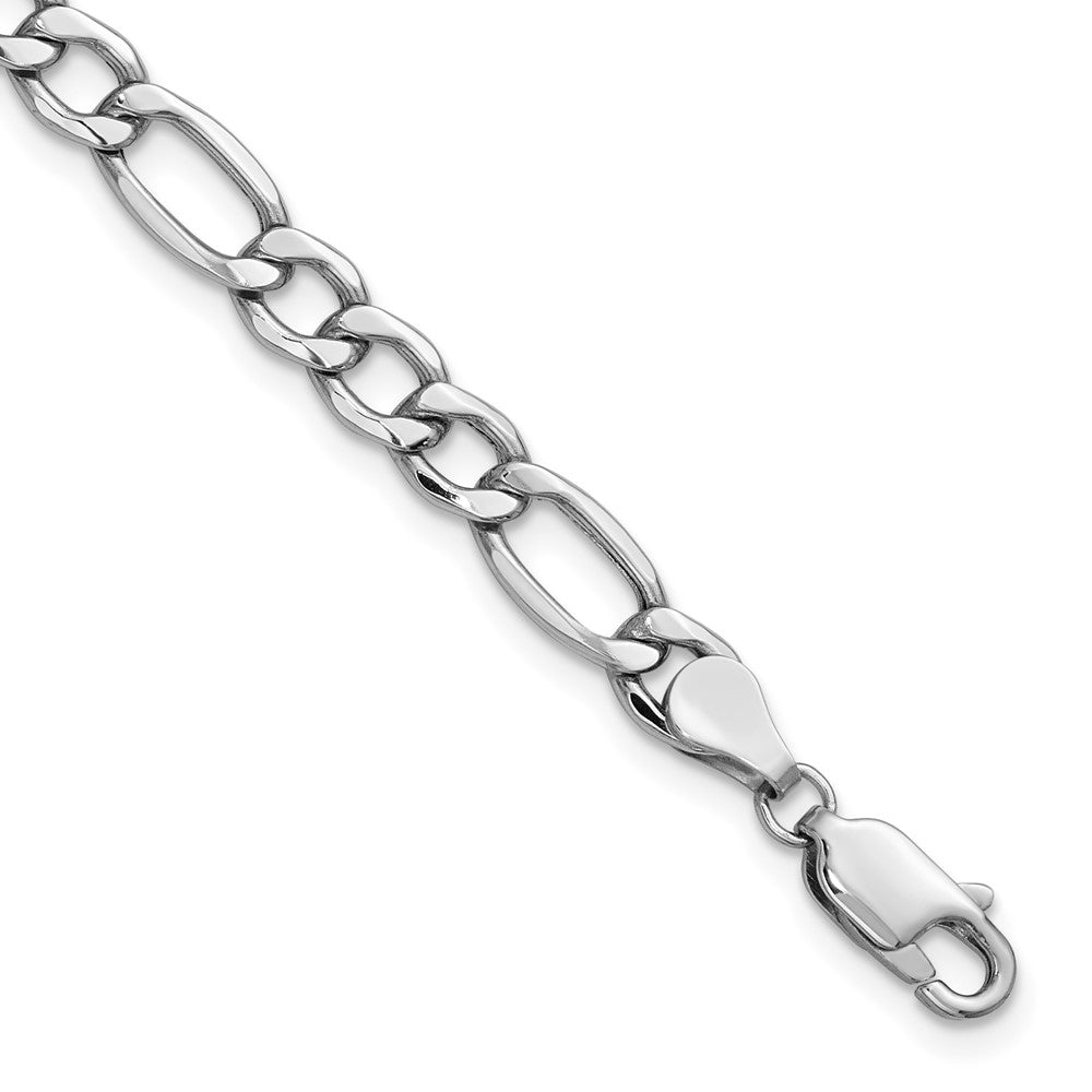 14K Weißgold 5.75mm Halbmassiv Figaro mit Karabinerverschluss Gliederarmband