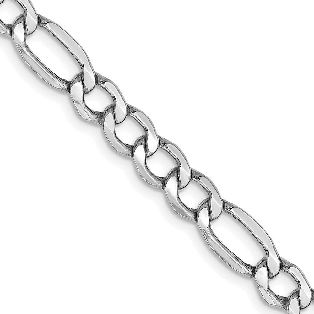 14K Weißgold 5.75mm Halbmassiv Figaro mit Karabinerverschluss Halskette