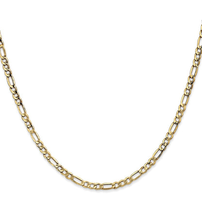 14K Gelbgold 3.5mm Halbmassiv Figaro mit Karabinerverschluss Halskette