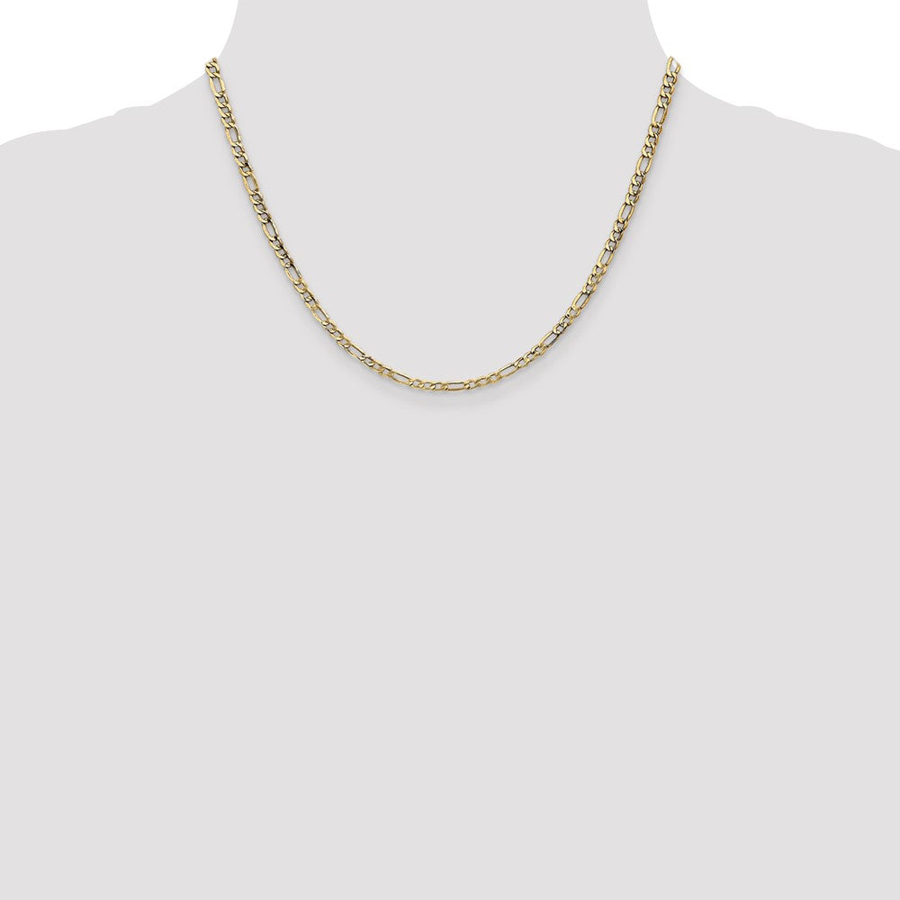 14K Gelbgold 3.5mm Halbmassiv Figaro mit Karabinerverschluss Halskette