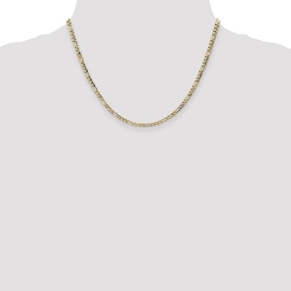 14K Gelbgold 3.5mm Halbmassiv Figaro mit Karabinerverschluss Halskette