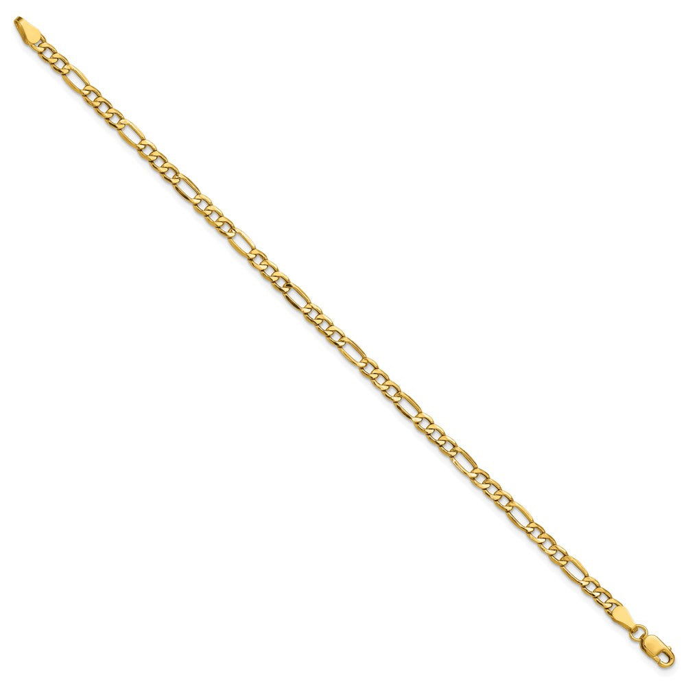 14K Gelbgold 3.5mm Halbmassiv Figaro mit Karabinerverschluss Kette Fußkettchen