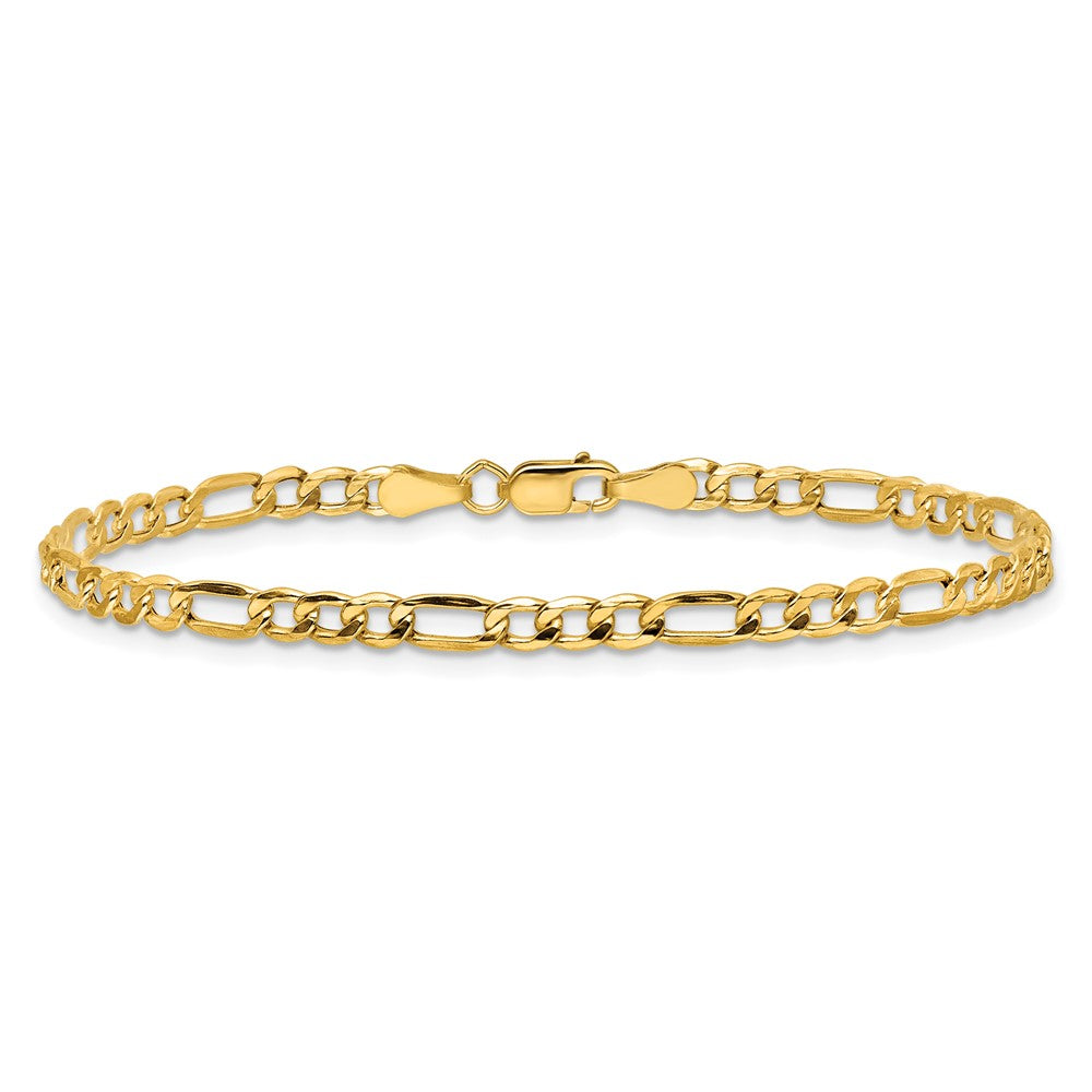 14K Gelbgold 3.5mm Halbmassiv Figaro mit Karabinerverschluss Kette Fußkettchen