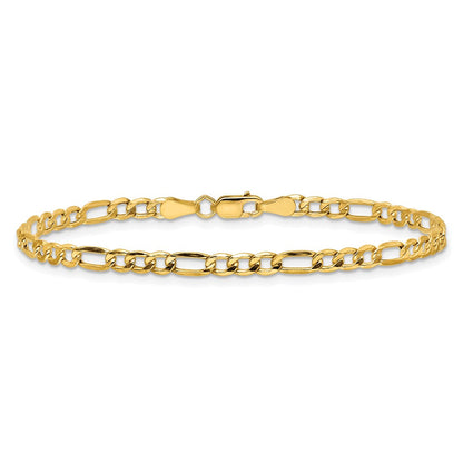 14K Gelbgold 3.5mm Halbmassiv Figaro mit Karabinerverschluss Kette Fußkettchen