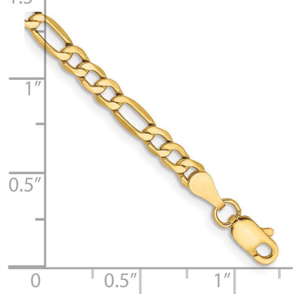 14K Gelbgold 3.5mm Halbmassiv Figaro mit Karabinerverschluss Gliederarmband