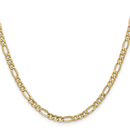 14K Gelbgold 4.2mm Halbmassiv Figaro mit Karabinerverschluss Halskette