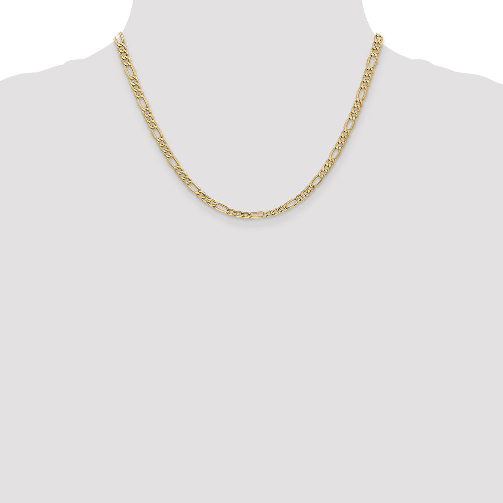14K Gelbgold 4.2mm Halbmassiv Figaro mit Karabinerverschluss Halskette