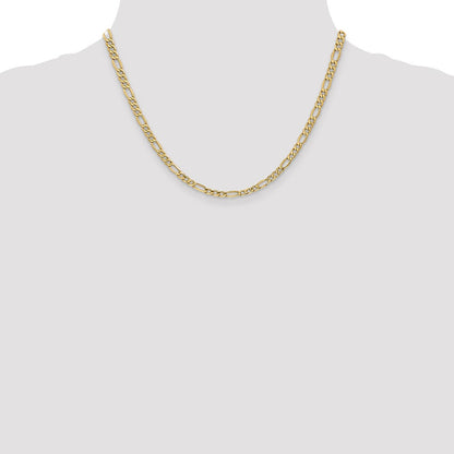 14K Gelbgold 4.2mm Halbmassiv Figaro mit Karabinerverschluss Halskette