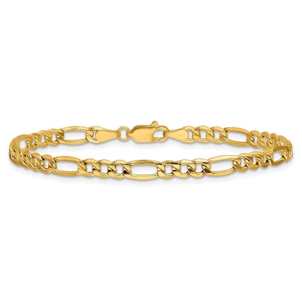 14K Gelbgold 4.2mm Halbmassiv Figaro Kette Fußkettchen