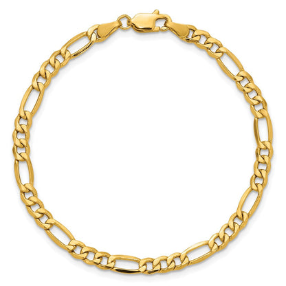 14K Gelbgold 4.2mm Halbmassiv Figaro Kette Fußkettchen