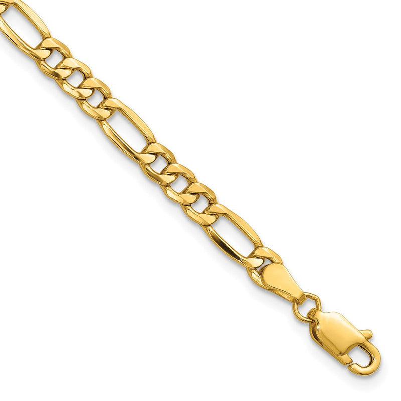 14K Gelbgold 4.2mm Halbmassiv Figaro Kette Fußkettchen