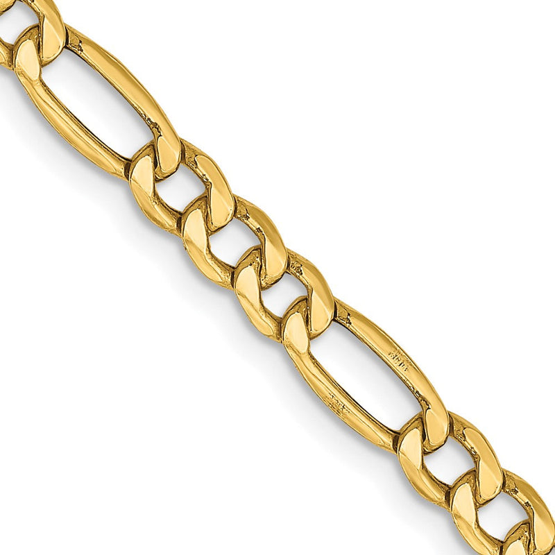 14K Gelbgold 4.2mm Halbmassiv Figaro mit Karabinerverschluss Halskette