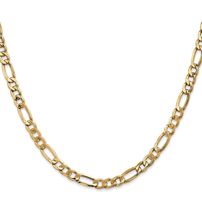 14K Gelbgold 5.75mm Halbmassiv Figaro mit Karabinerverschluss Halskette