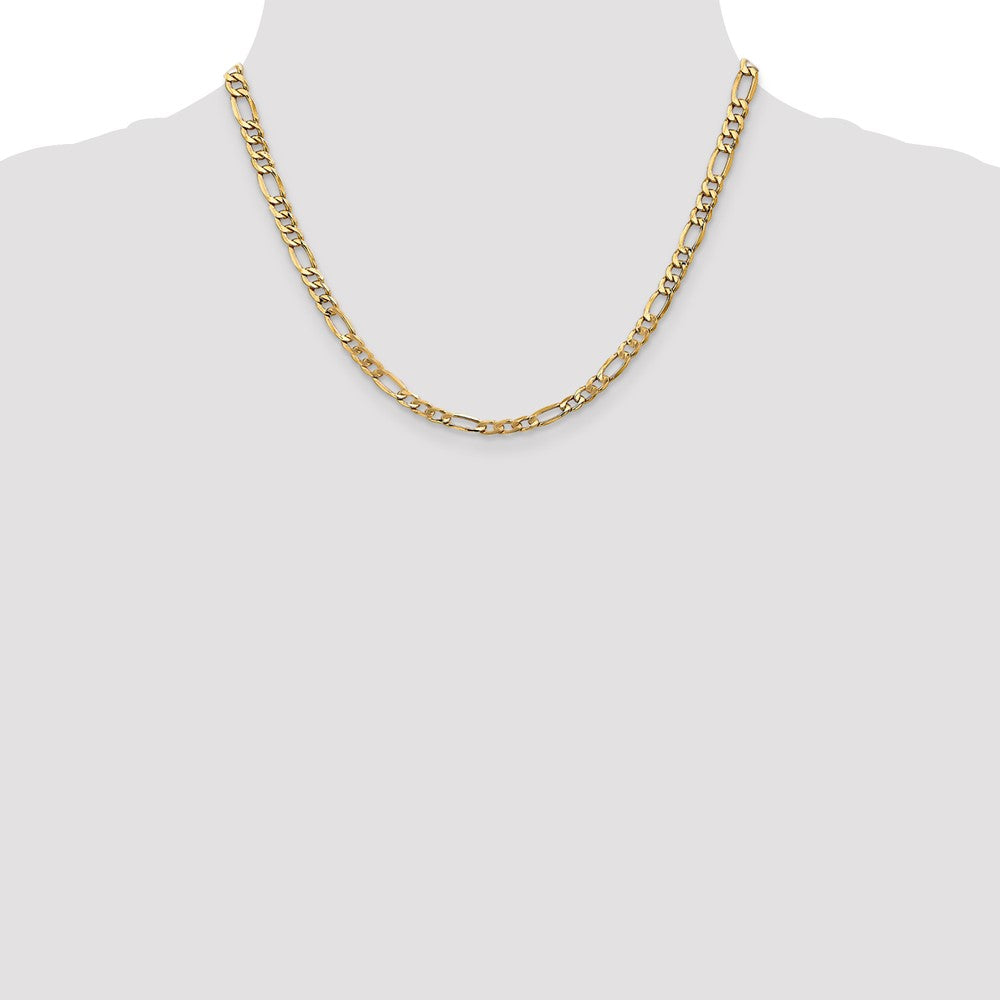 14K Gelbgold 5.75mm Halbmassiv Figaro mit Karabinerverschluss Halskette