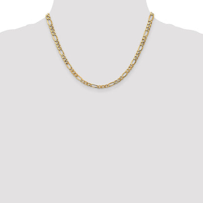 14K Gelbgold 5.75mm Halbmassiv Figaro mit Karabinerverschluss Halskette