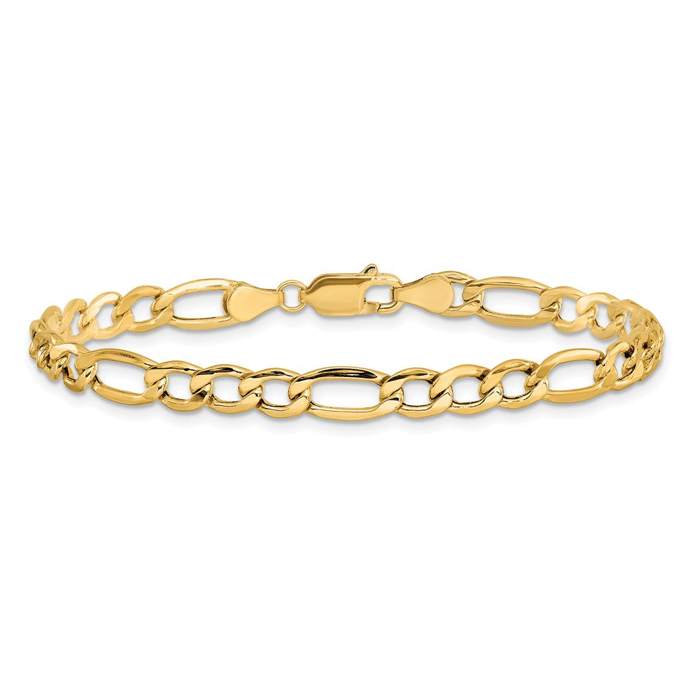 14K Gelbgold 5.75mm Halbmassiv Figaro mit Karabinerverschluss Gliederarmband