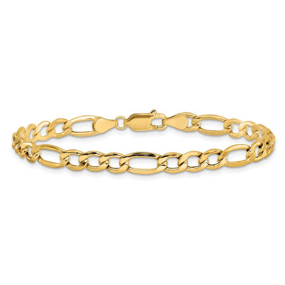 14K Gelbgold 5.75mm Halbmassiv Figaro mit Karabinerverschluss Gliederarmband