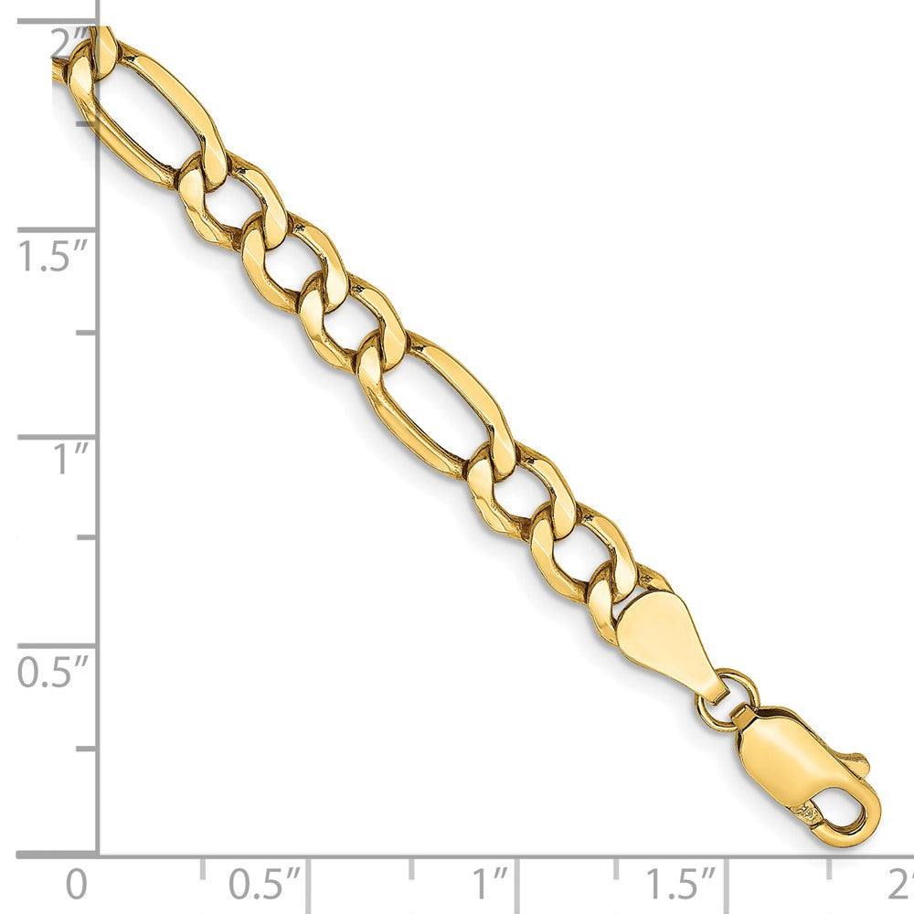 14K Gelbgold 5.75mm Halbmassiv Figaro mit Karabinerverschluss Gliederarmband