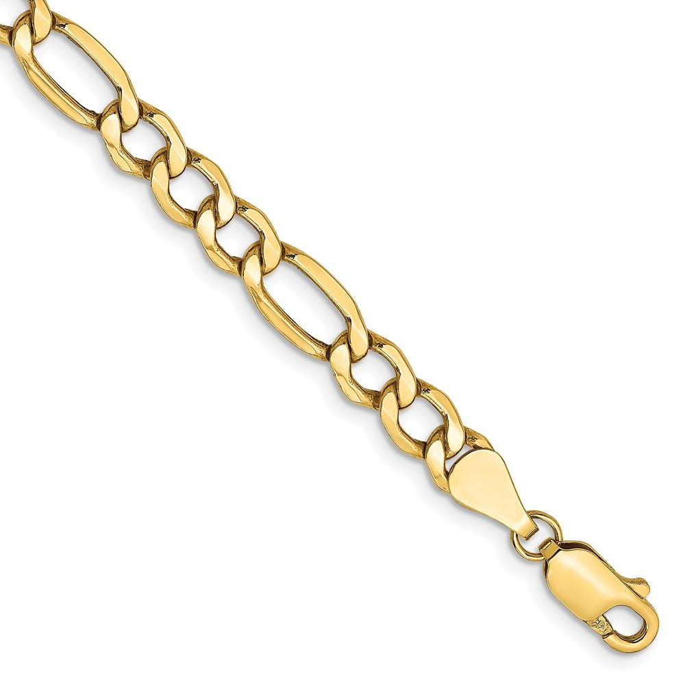 14K Gelbgold 5.75mm Halbmassiv Figaro mit Karabinerverschluss Gliederarmband