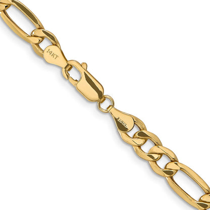 14K Gelbgold 6.25mm Halbmassiv Figaro mit Karabinerverschluss Halskette