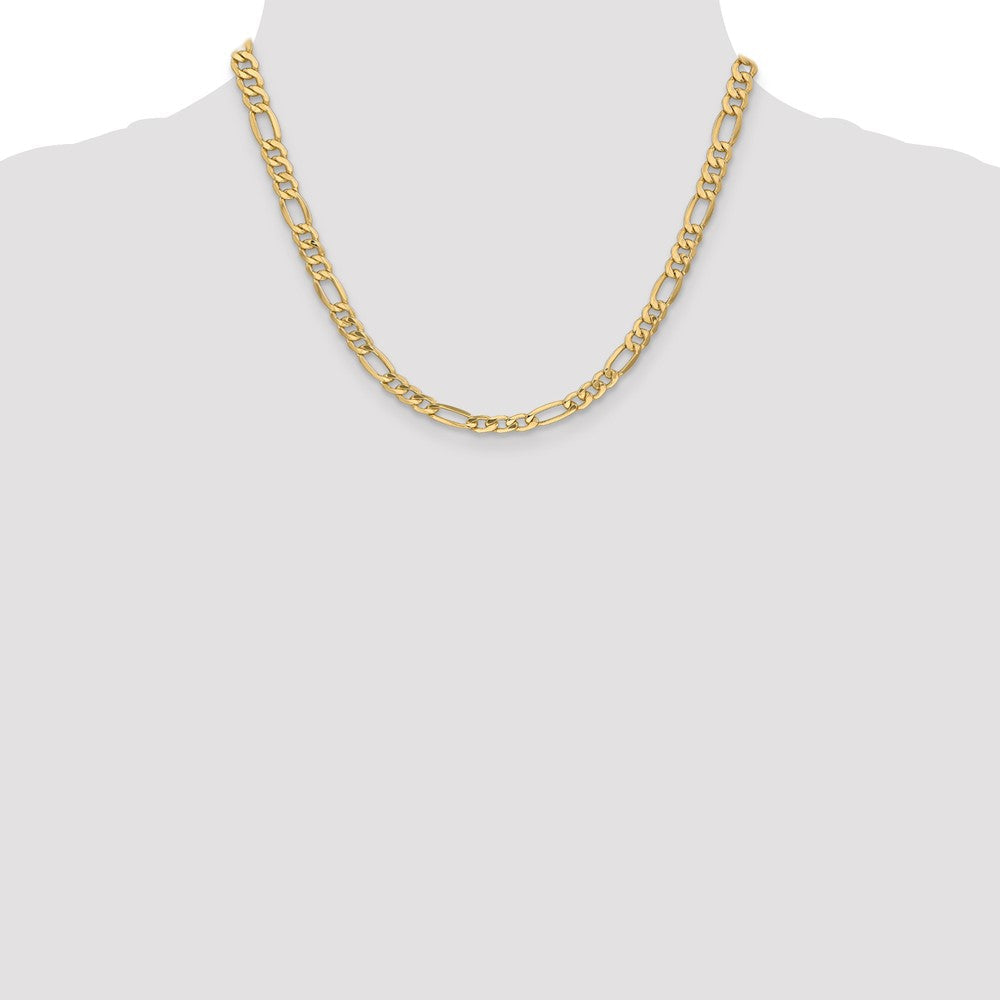 14K Gelbgold 6.25mm Halbmassiv Figaro mit Karabinerverschluss Halskette