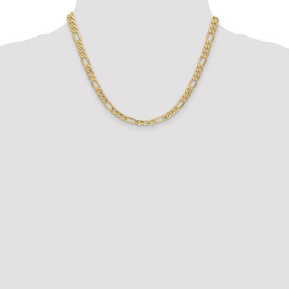 14K Gelbgold 6.25mm Halbmassiv Figaro mit Karabinerverschluss Halskette