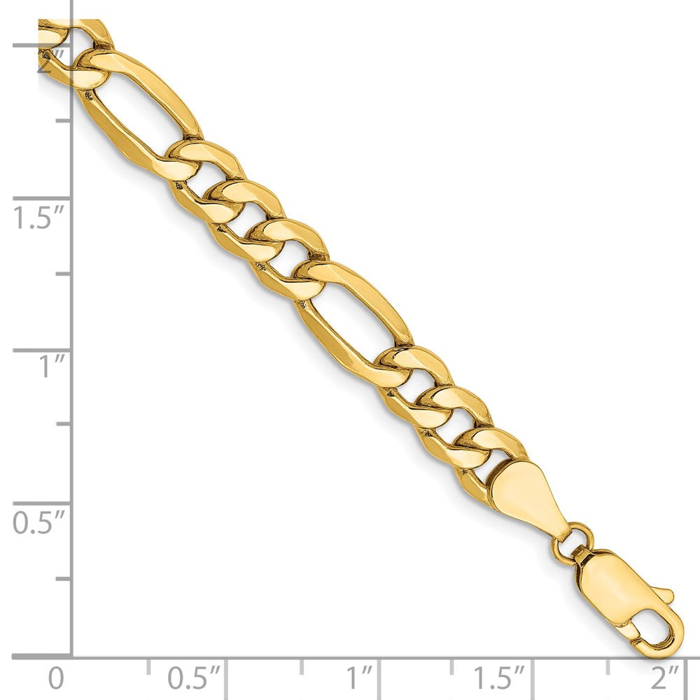 14K Gelbgold 6.25mm Halbmassiv Figaro mit Karabinerverschluss Gliederarmband