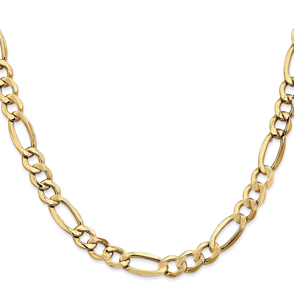 14K Gelbgold 7.3mm Halbmassiv Figaro mit Karabinerverschluss Halskette