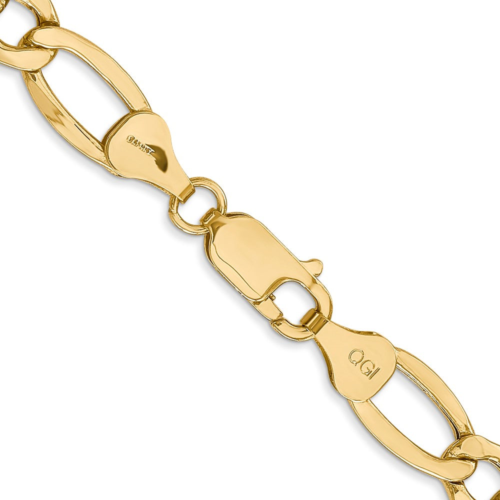 14K Gelbgold 7.3mm Halbmassiv Figaro mit Karabinerverschluss Halskette