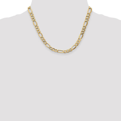 14K Gelbgold 7.3mm Halbmassiv Figaro mit Karabinerverschluss Halskette