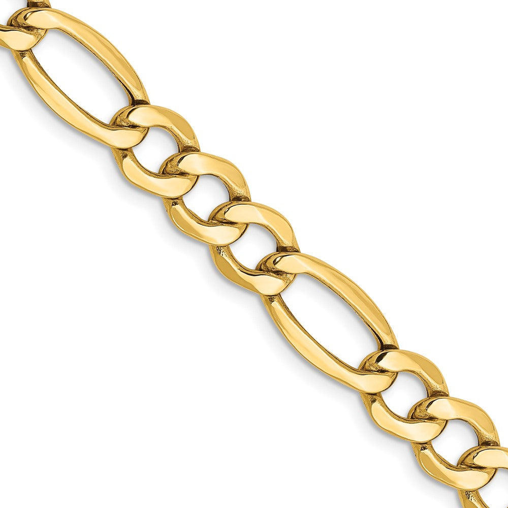 14K Gelbgold 7.3mm Halbmassiv Figaro mit Karabinerverschluss Halskette