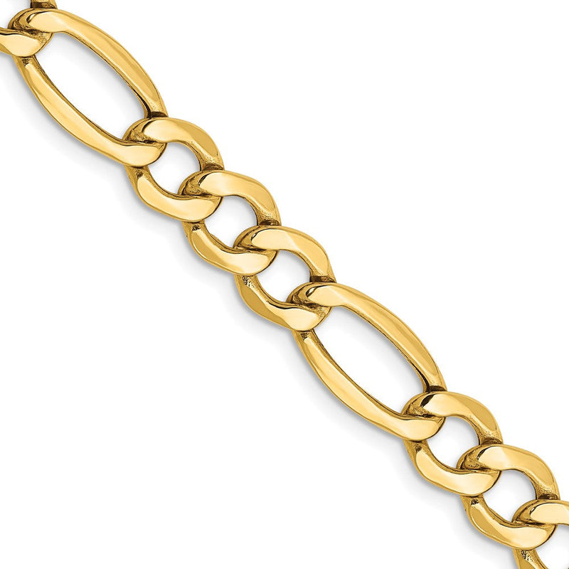 14K Gelbgold 7.3mm Halbmassiv Figaro mit Karabinerverschluss Halskette