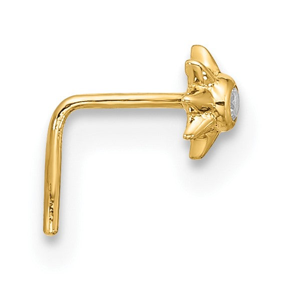 14K Gelbgold 23 Stärke Zirkonia Sonne Nasen Ohrstecker