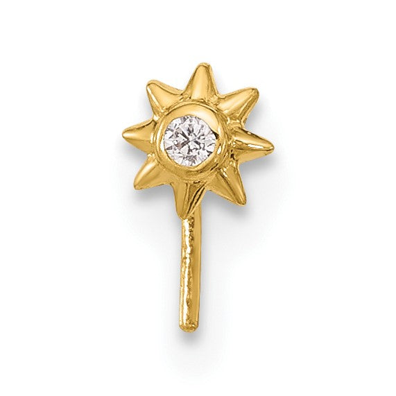 14K Gelbgold 23 Stärke Zirkonia Sonne Nasen Ohrstecker