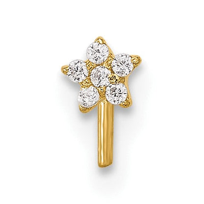 14K Gelbgold 22 Stärke Zirkonia Stern Nasen Ohrstecker