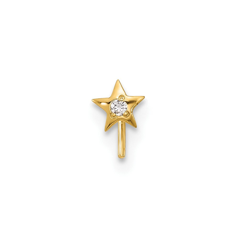 14K Gelbgold 23 Stärke Zirkonia Stern Nasen Ohrstecker