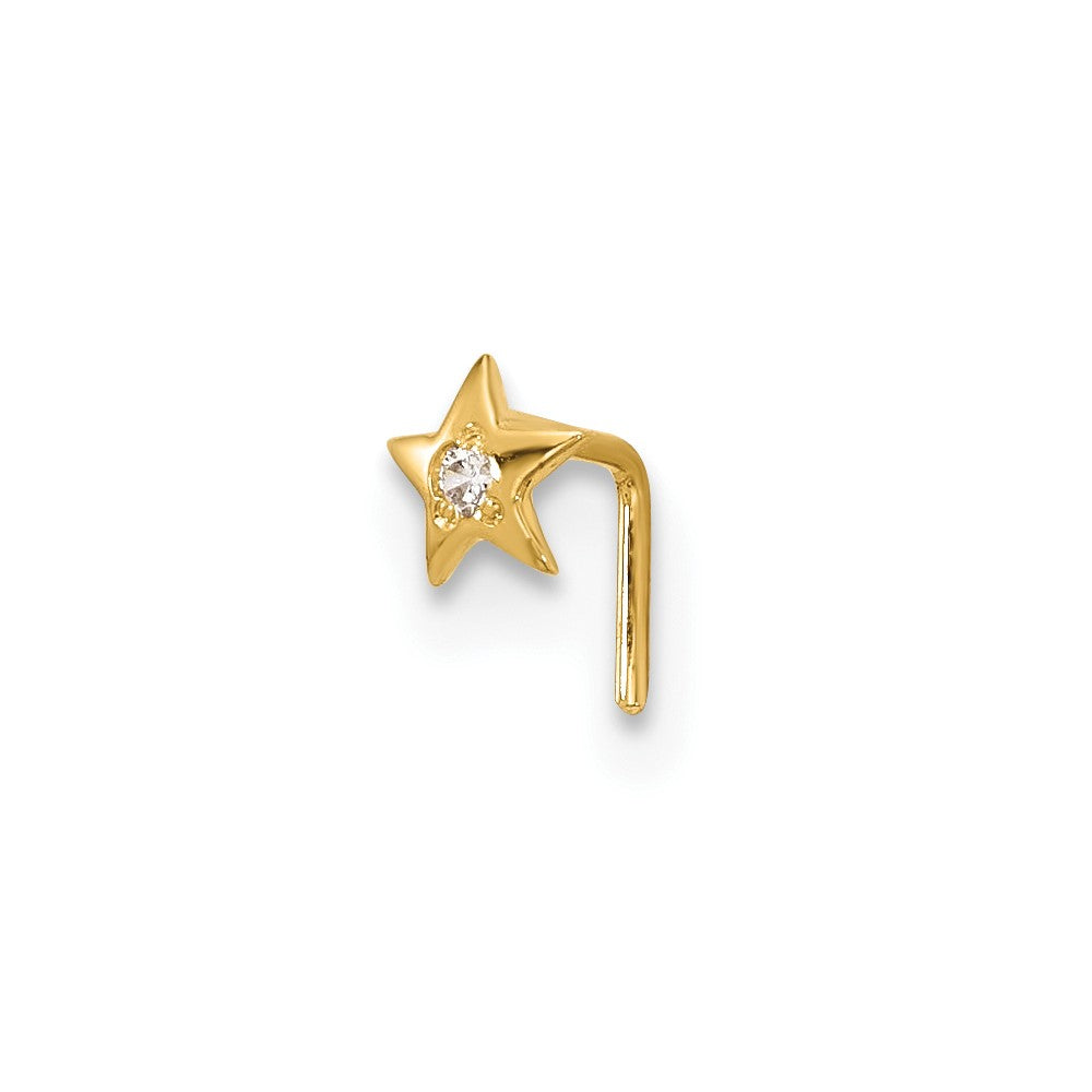 14K Gelbgold 23 Stärke Zirkonia Stern Nasen Ohrstecker