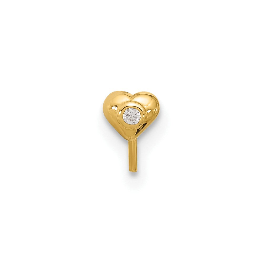 14K Gelbgold 22 Stärke Zirkonia Herz Nasen Ohrstecker