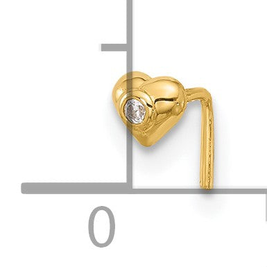 14K Gelbgold 22 Stärke Zirkonia Herz Nasen Ohrstecker