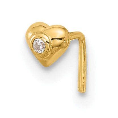14K Gelbgold 22 Stärke Zirkonia Herz Nasen Ohrstecker