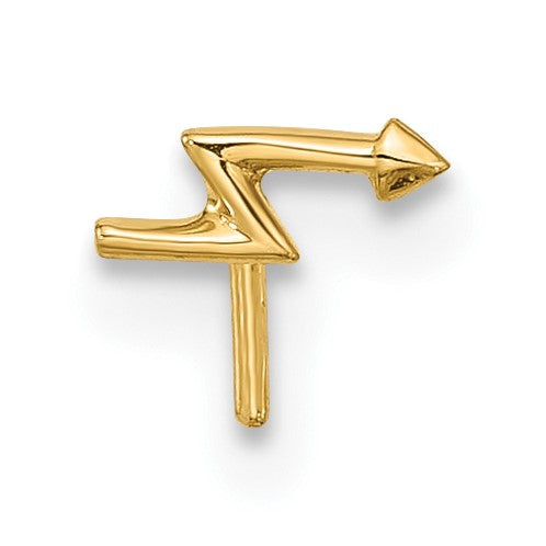 14K Gelbgold 22 Stärke Blitz Bolt Nasen Ohrstecker