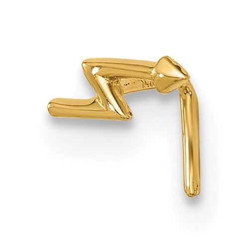 14K Gelbgold 22 Stärke Blitz Bolt Nasen Ohrstecker