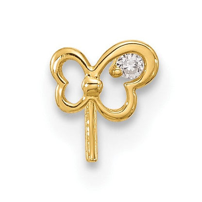 14K Gelbgold 23 Stärke Zirkonia Schmetterling Nasen Ohrstecker