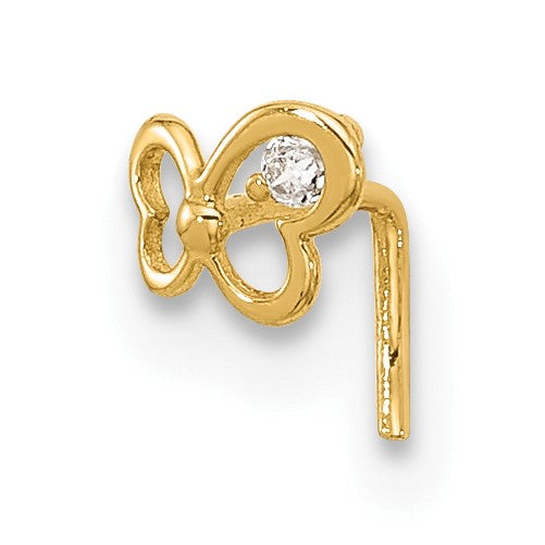 14K Gelbgold 23 Stärke Zirkonia Schmetterling Nasen Ohrstecker