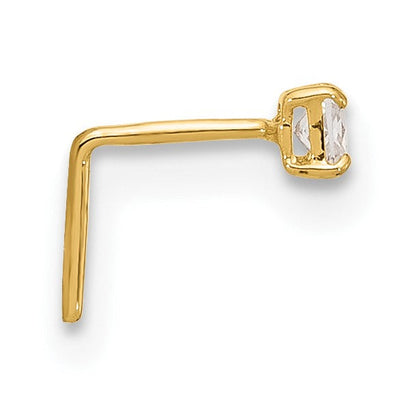 14K Gelbgold 22 Stärke 2.5mm Quadratisch Zirkonia Nasen Ohrstecker