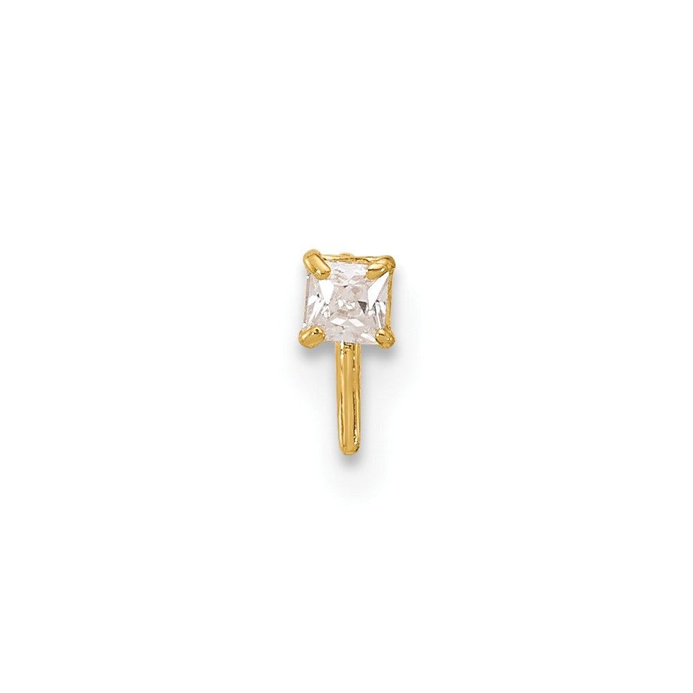 14K Gelbgold 22 Stärke 2.5mm Quadratisch Zirkonia Nasen Ohrstecker