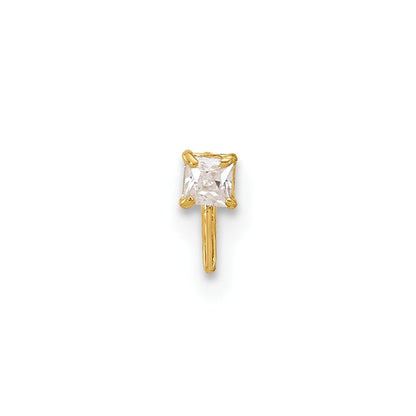 14K Gelbgold 22 Stärke 2.5mm Quadratisch Zirkonia Nasen Ohrstecker