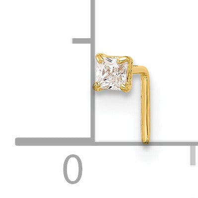 14K Gelbgold 22 Stärke 2.5mm Quadratisch Zirkonia Nasen Ohrstecker
